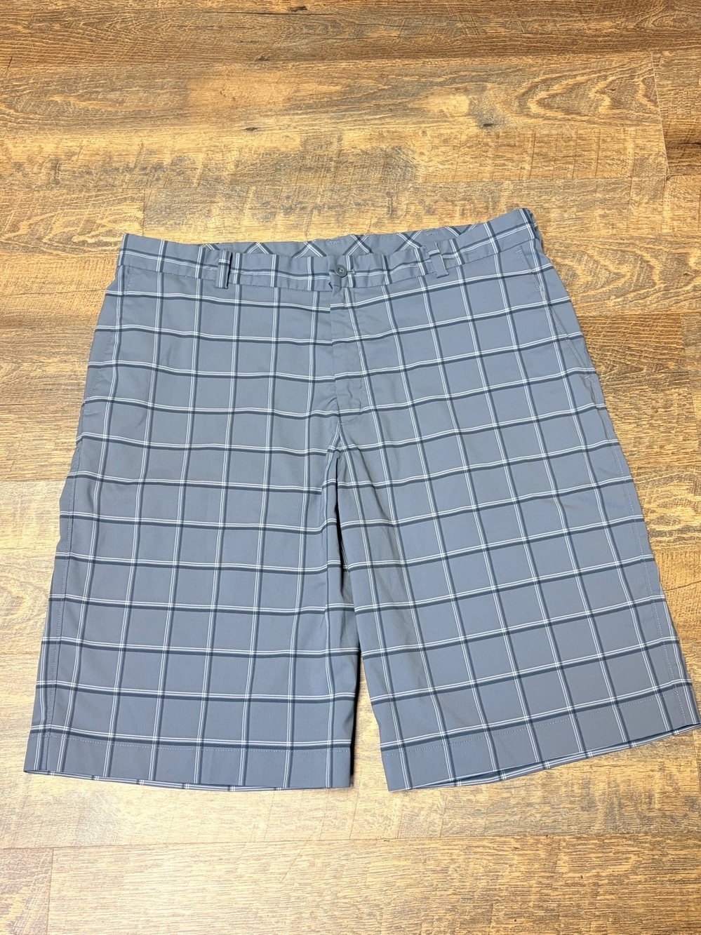 Nike Golf Tour Performance Shorts Dri Fit Mens 36 Gray Plaid Stretch